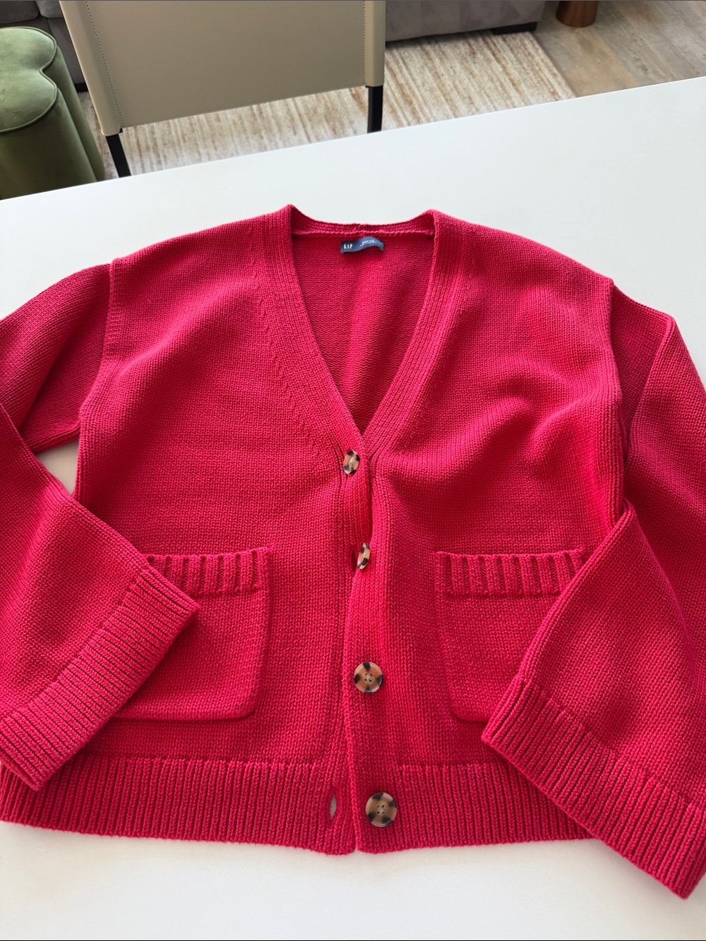 Classic Red V-Neck Cardigan Sweater - by Gap
